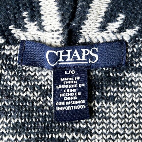 Chaps Navy Blue Ivory Southwest Shawl Collar Cardigan Sweater Toggle - Women's L - Picture 7 of 8